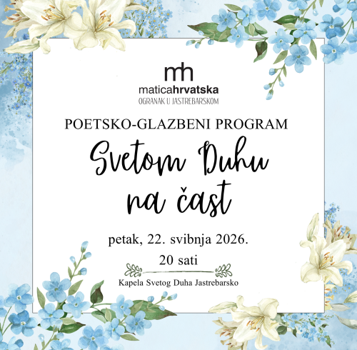 Poetsko-glazbeni program "Svetom Duhu na čast" u Jastrebarskom